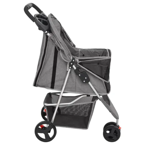 Sklopiva kolica za pse siva 80 x 46 x 98 cm od tkanine Oxford - Siva Cijena