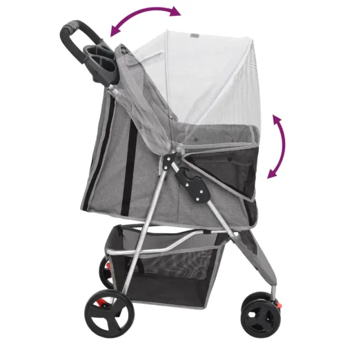 Sklopiva kolica za pse siva 80 x 46 x 98 cm od tkanine Oxford - Siva Cijena
