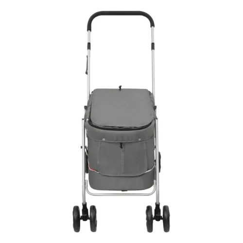 Sklopiva kolica za pse siva 100 x 49 x 96 cm od lanene tkanine - Siva Cijena