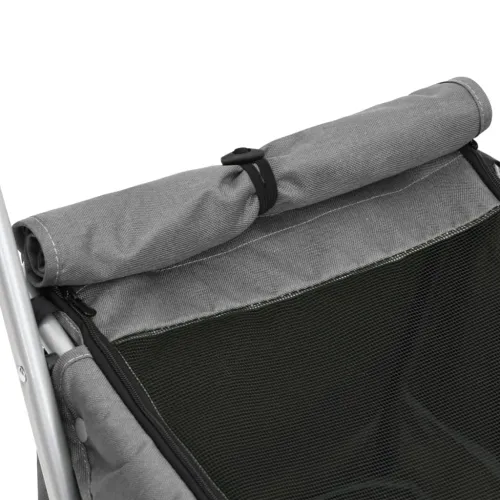 Sklopiva kolica za pse siva 100 x 49 x 96 cm od lanene tkanine - Siva Cijena