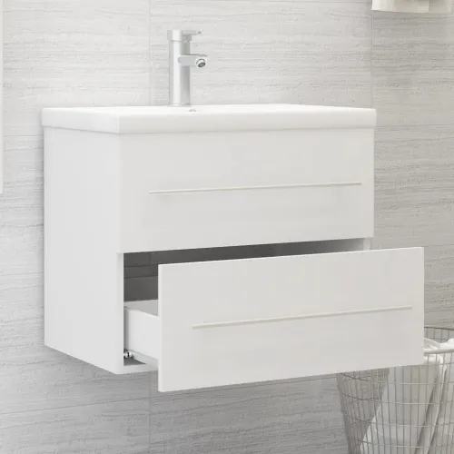 Ormarić s ugrađenim Lavabo - Umivaonikom bijeli od konstruiranog drva - Bijela 60 x 38.5 x 48 cm bez slavine Cijena