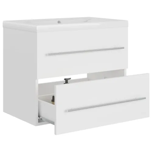 Ormarić s ugrađenim Lavabo - Umivaonikom bijeli od konstruiranog drva - Bijela 60 x 38.5 x 48 cm bez slavine Cijena