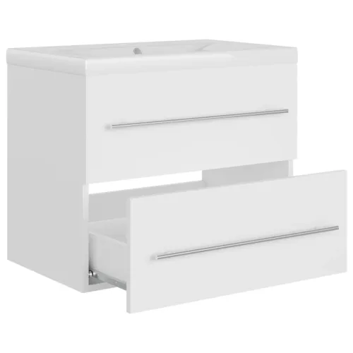 Ormarić s ugrađenim Lavabo - Umivaonikom bijeli od konstruiranog drva - Bijela 60 x 38.5 x 48 cm bez slavine Cijena