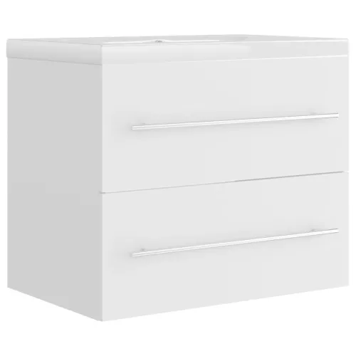 Ormarić s ugrađenim Lavabo - Umivaonikom bijeli od konstruiranog drva - Bijela 60 x 38.5 x 48 cm bez slavine Cijena