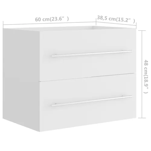 Ormarić s ugrađenim Lavabo - Umivaonikom bijeli od konstruiranog drva - Bijela 60 x 38.5 x 48 cm bez slavine Cijena