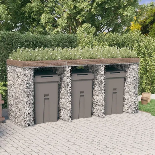 Gabionski zid za kantu za smeće 270x91x120 cm pocinčano željezo - 3 kante 1 Cijena