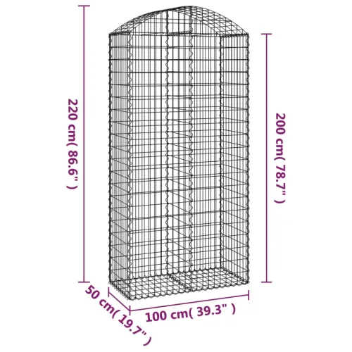 Gabion - Gabion ograde - Gabionska košara s lukom 100x50x200/220 cm pocinčano željezo - 100 x 50 x 200/220 cm Cijena