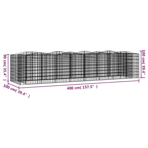 Lučna gabionska povišena gredica 400x100x100 pocinčano željezo - 400 x 100 x 100 cm Cijena