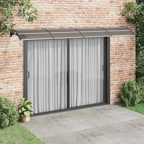 Nadstrešnica za vrata Crna 400x100 cm Polikarbonat - Crna i smeđa 400 x 100 cm 1 Cijena