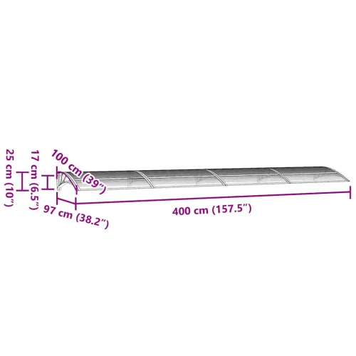 Nadstrešnica za vrata Crna 400x100 cm Polikarbonat - Crna i smeđa 400 x 100 cm Cijena
