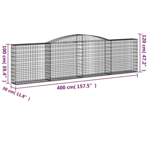 Gabion - Gabion ograde - Gabionska košara s lukom 400x30x100/120 cm pocinčano željezo - 400 x 30 x 100/120 cm 1 Cijena