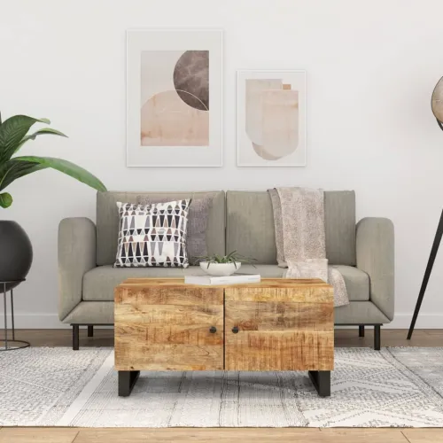 Stolić za kavu 80x50x40 cm od drva manga i konstruiranog drva - Svijetlo drvo 1 Cijena