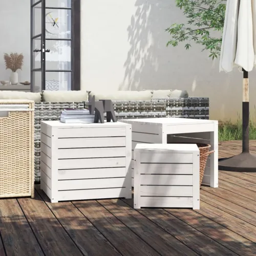3-dijelni set vrtnih kutija bijeli od masivne borovine - Bijela 50.5 x 50.5 x 46.5 cm Bijela 50.5 x 50.5 x 46.5 cm Cijena