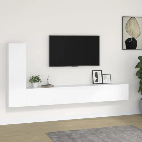 3-dijelni set TV ormarića bijeli od konstruiranog drva - Bijela 1 100 cm Bijela Cijena