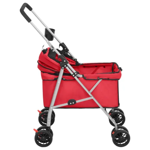Sklopiva kolica za pse crvena 76x50x100 cm od tkanine oxford - Crvena Cijena