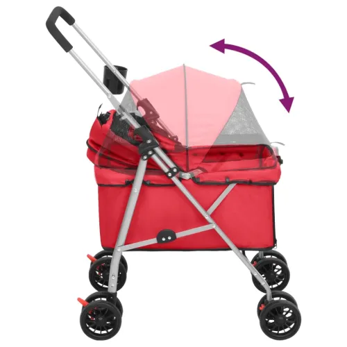 Sklopiva kolica za pse crvena 76x50x100 cm od tkanine oxford - Crvena Cijena