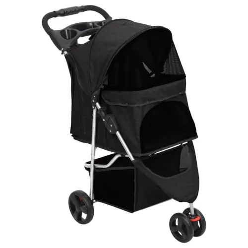 Sklopiva kolica za pse crna 80 x 46 x 98 cm od tkanine oxford - Crna Cijena