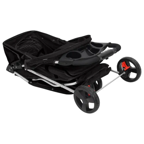 Sklopiva kolica za pse crna 80 x 46 x 98 cm od tkanine oxford - Crna Cijena
