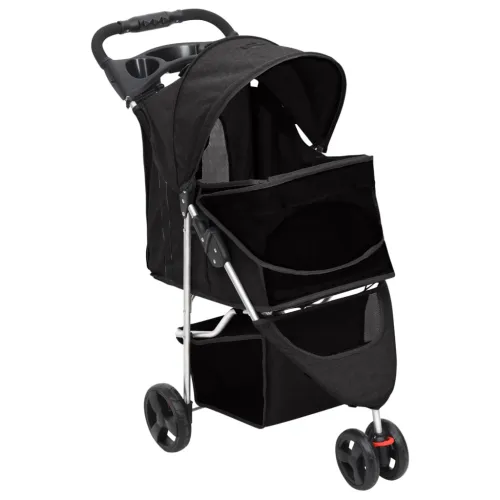Sklopiva kolica za pse crna 80 x 46 x 98 cm od tkanine oxford - Crna Cijena
