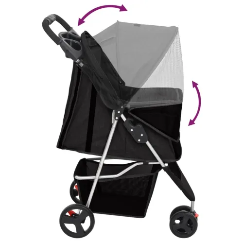 Sklopiva kolica za pse crna 80 x 46 x 98 cm od tkanine oxford - Crna Cijena