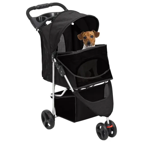 Sklopiva kolica za pse crna 80 x 46 x 98 cm od tkanine oxford - Crna Cijena