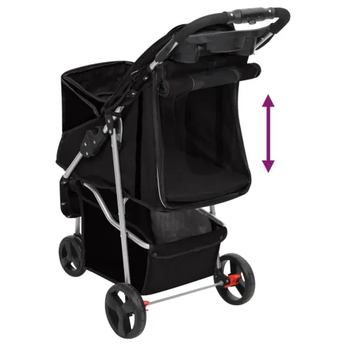 Sklopiva kolica za pse crna 80 x 46 x 98 cm od tkanine oxford - Crna Cijena