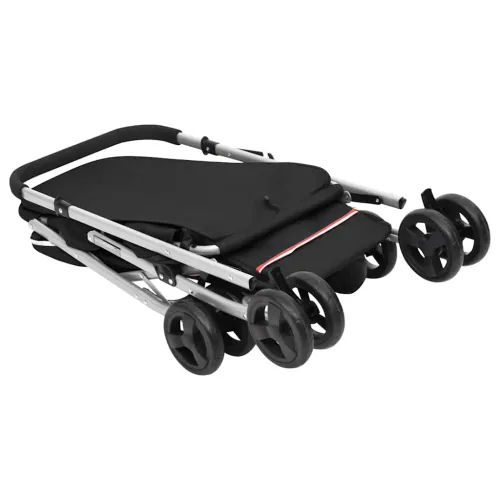 Sklopiva kolica za pse crna 100 x 49 x 96 cm od lanene tkanine - Crna Cijena