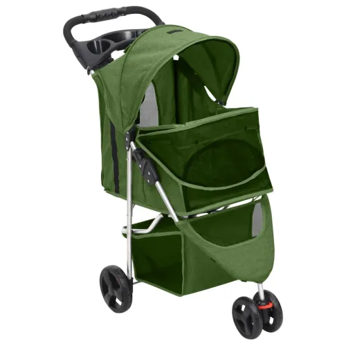 Sklopiva kolica za pse zelena 80 x 46 x 98 cm od tkanine oxford - Zelena Cijena