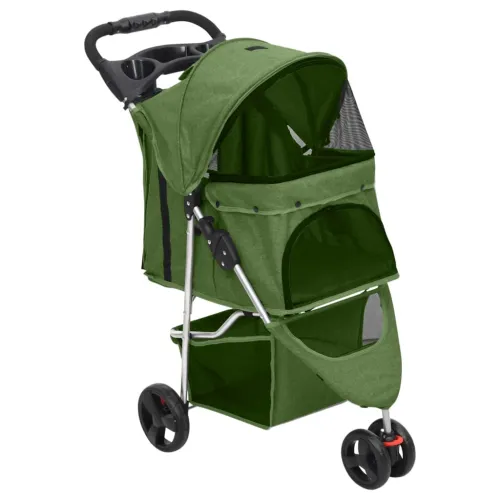 Sklopiva kolica za pse zelena 80 x 46 x 98 cm od tkanine oxford - Zelena Cijena