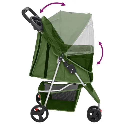 Sklopiva kolica za pse zelena 80 x 46 x 98 cm od tkanine oxford - Zelena Cijena