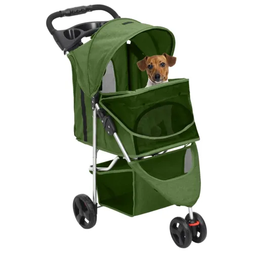 Sklopiva kolica za pse zelena 80 x 46 x 98 cm od tkanine oxford - Zelena Cijena