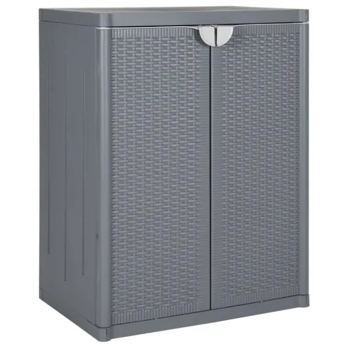 Vrtni ormarić za pohranu sivi 65 x 45 x 88 cm PP ratan - Siva 1 2 police 1 Cijena