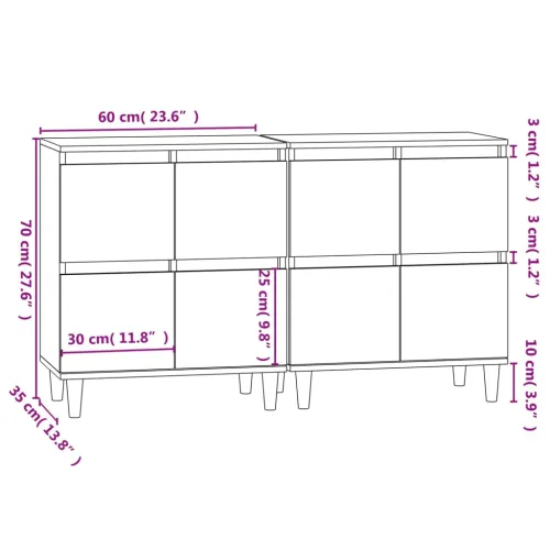 Komode 2 kom boja hrasta 60 x 35 x 70 cm od konstruiranog drva - Sivi hrast sonoma 2 Cijena