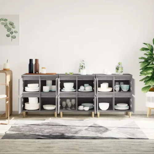Komode 3 kom boja hrasta 60 x 35 x 70 cm od konstruiranog drva - Sivi hrast sonoma 3 Cijena