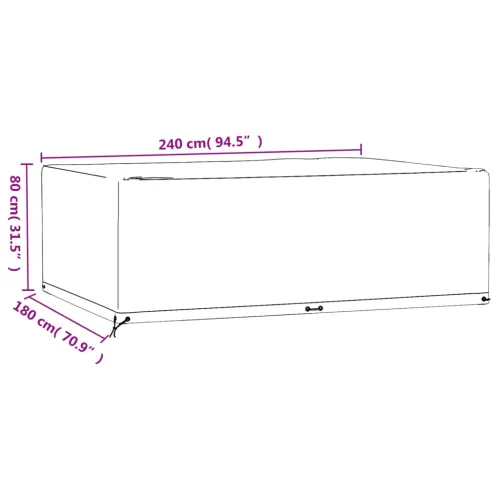 Navlaka za vrtni namještaj s 12 ušica 240x180x80 cm pravokutna - 240 x 180 x 80 cm 1 Cijena