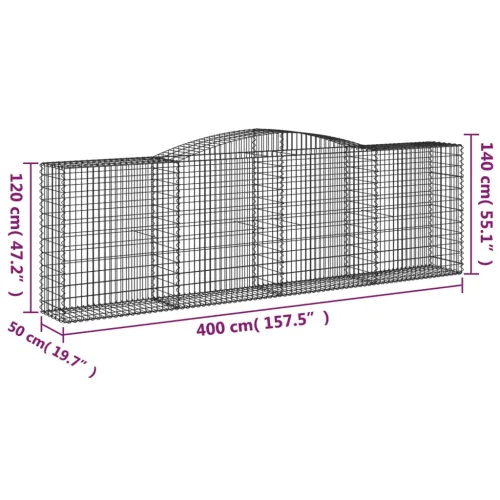Gabion - Gabion ograde - Gabionska košara s lukom 400x50x120/140 cm pocinčano željezo - 400 x 50 x 120/140 cm 1 Cijena