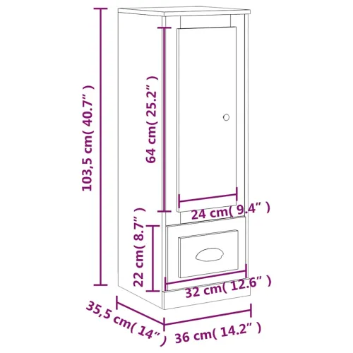 Visoka crna 36x35,5x103,5 cm konstruirano drvo - Crna Cijena