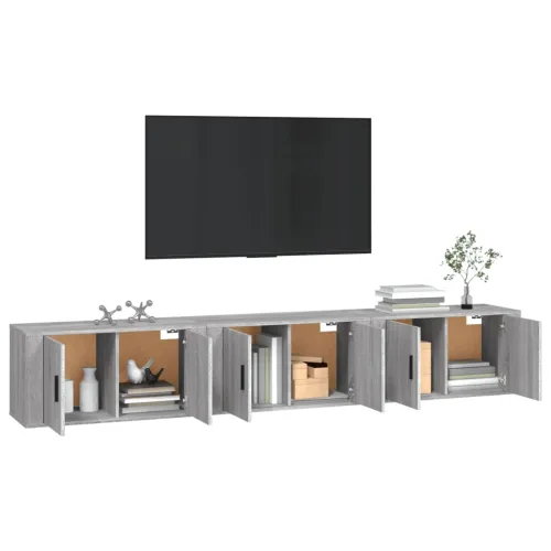 Zidni TV ormarići 3 kom boja sivog hrasta sonome 80x34,5x40 cm - Sivi hrast sonoma 3 80 cm Cijena