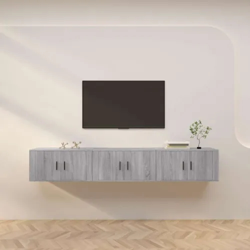 Zidni TV ormarići 3 kom boja sivog hrasta sonome 80x34,5x40 cm - Sivi hrast sonoma 3 80 cm Cijena