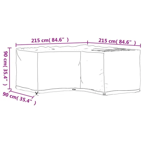 Navlaka za kutnu vrtnu garnituru sa 16 ušica 215x215x90 cm - 215 x 215 x 90 cm 1 Cijena