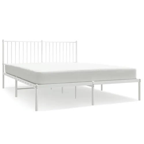 Metalni okvir za krevet s uzglavljem bijeli 160x200 cm - Bijela 160 x 200 cm s uzglavljem Cijena