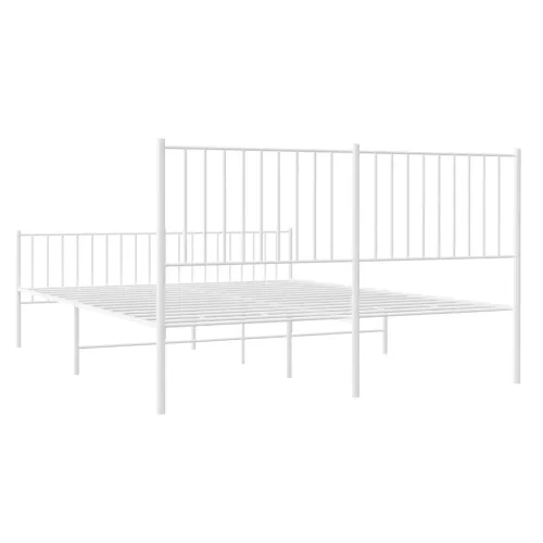 Metalni okvir kreveta uzglavlje i podnožje bijeli 160x200 cm - Bijela 160 x 200 cm s uzglavljem i podnožjem Cijena