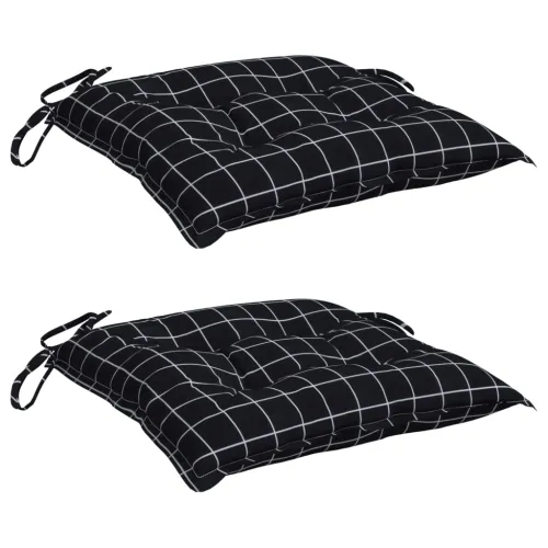 Jastuci za stolice 2 kom crni karirani 50x50x7 cm od tkanine - Crno-bijelo 50 x 50 x 7 cm 2 Cijena