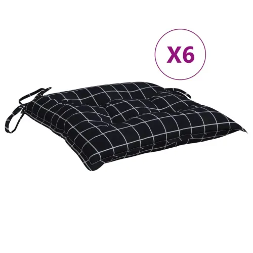 Jastuci za stolice 6 kom crni karirani 50x50x7 cm od tkanine - Crno-bijelo 50 x 50 x 7 cm 6 Cijena