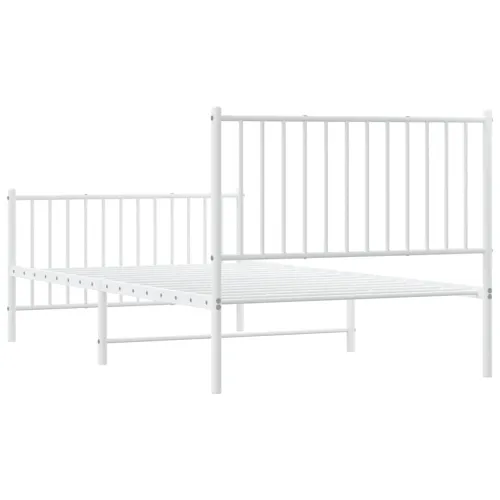 Metalni okvir kreveta uzglavlje i podnožje bijeli 100x190 cm - Bijela 100 x 190 cm s uzglavljem i podnožjem Cijena