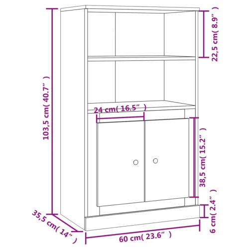 Visoka komoda siva betona 60x35,5x103,5 cm konstruiranog drva - Beton siva Cijena