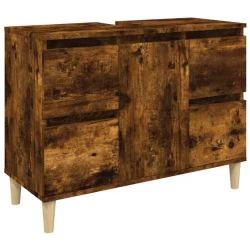 Ormarić za Lavabo - Umivaonik boja dimljenog hrasta 80x33x60 cm drveni - Dimljeni hrast Cijena
