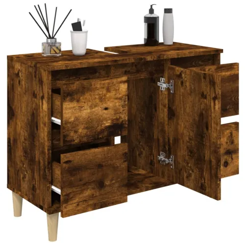 Ormarić za Lavabo - Umivaonik boja dimljenog hrasta 80x33x60 cm drveni - Dimljeni hrast Cijena