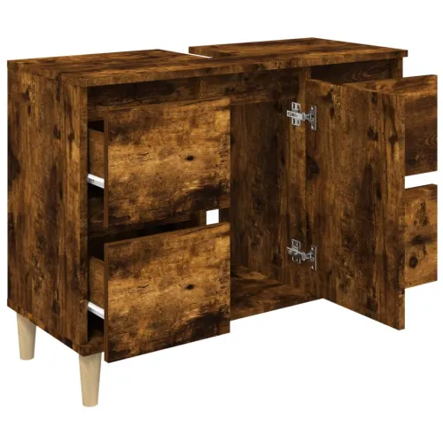 Ormarić za Lavabo - Umivaonik boja dimljenog hrasta 80x33x60 cm drveni - Dimljeni hrast Cijena