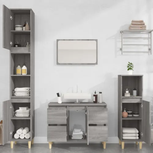 Ormarić za Lavabo - Umivaonik boja hrasta sonome 80x33x60 cm drveni - Sivi hrast sonoma Cijena